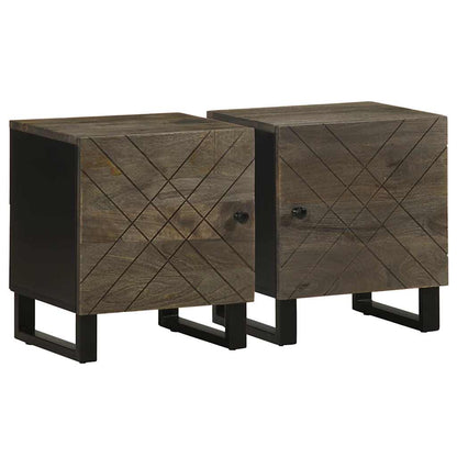 Nachtkastjes 2 st 40x33x46 cm massief mangohout zwart