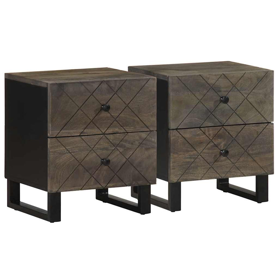 Nachtkastjes 2 st 40x33x46 cm massief mangohout zwart