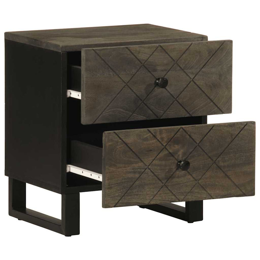 Nachtkastjes 2 st 40x33x46 cm massief mangohout zwart