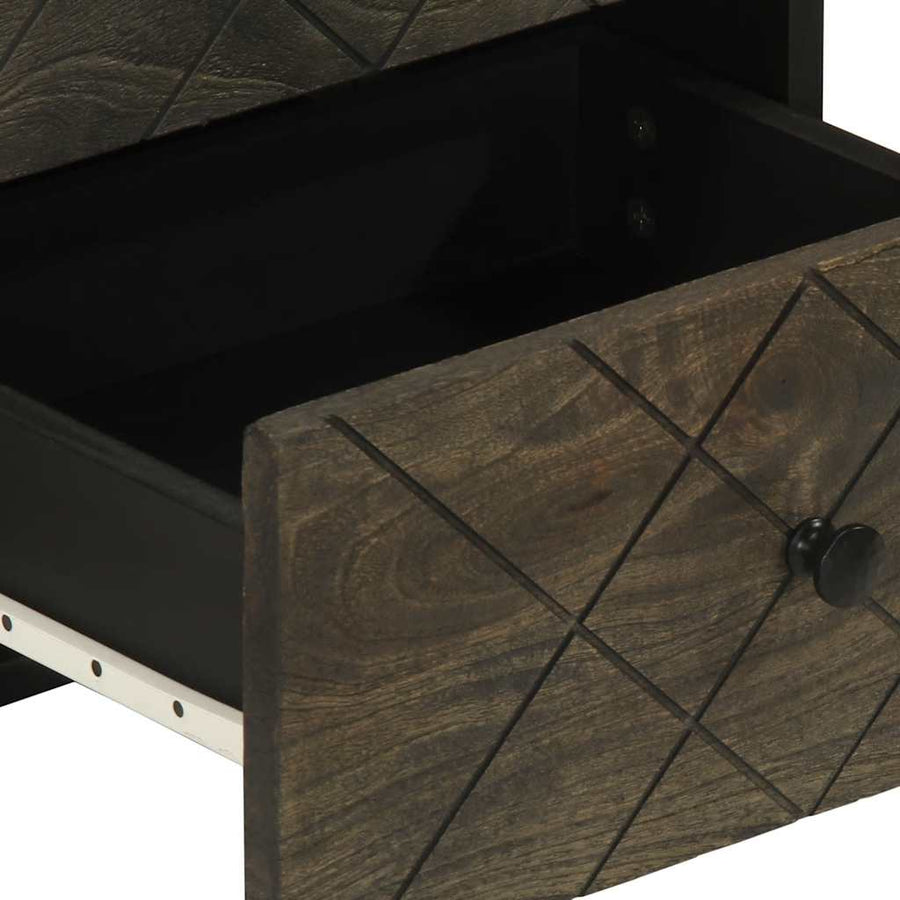 Nachtkastjes 2 st 40x33x46 cm massief mangohout zwart