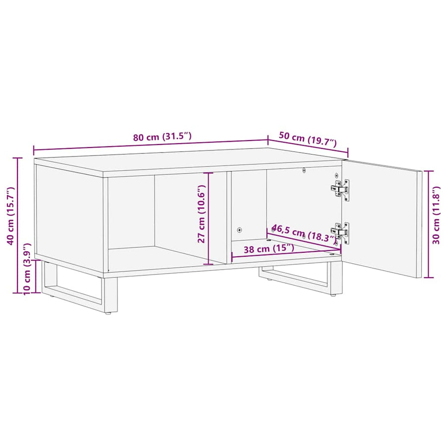 Salontafel 80x50x40 cm massief mangohout zwart
