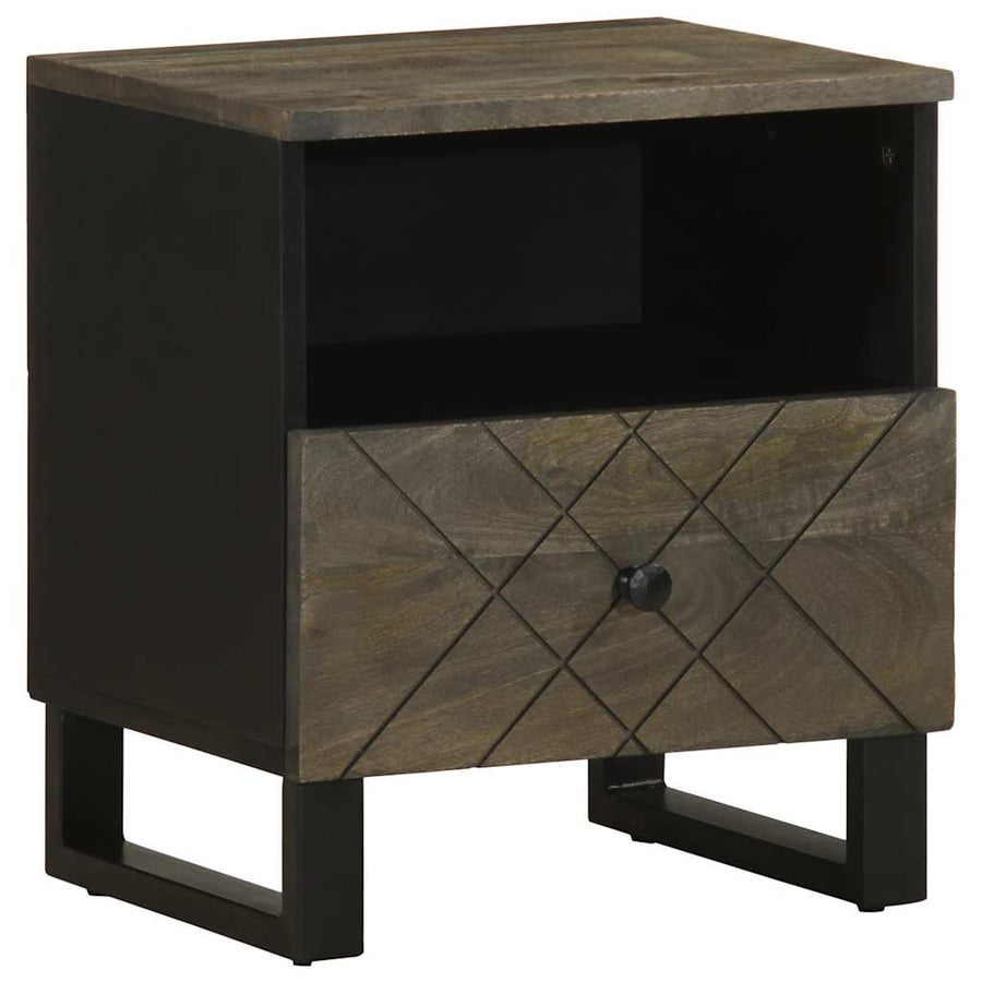 Nachtkastje 40x33x46 cm massief mangohout zwart