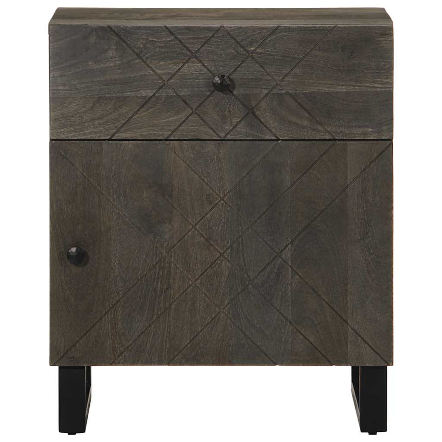 Nachtkastje 50x33x60 cm massief mangohout zwart