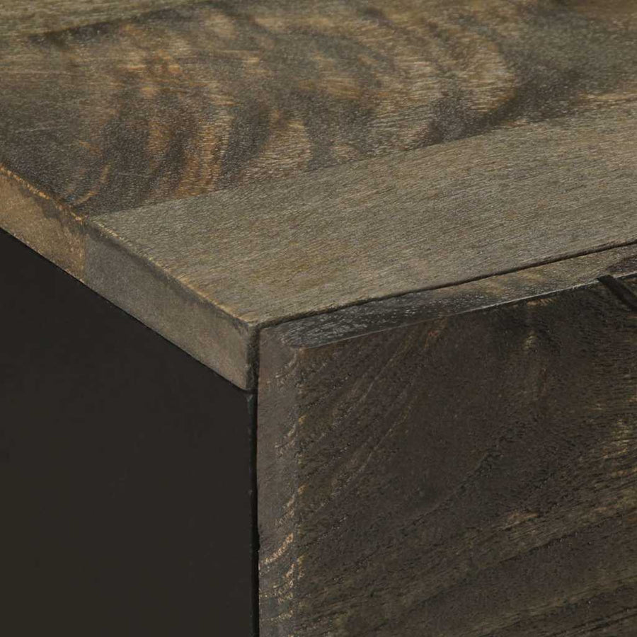 Nachtkastje 50x33x60 cm massief mangohout zwart