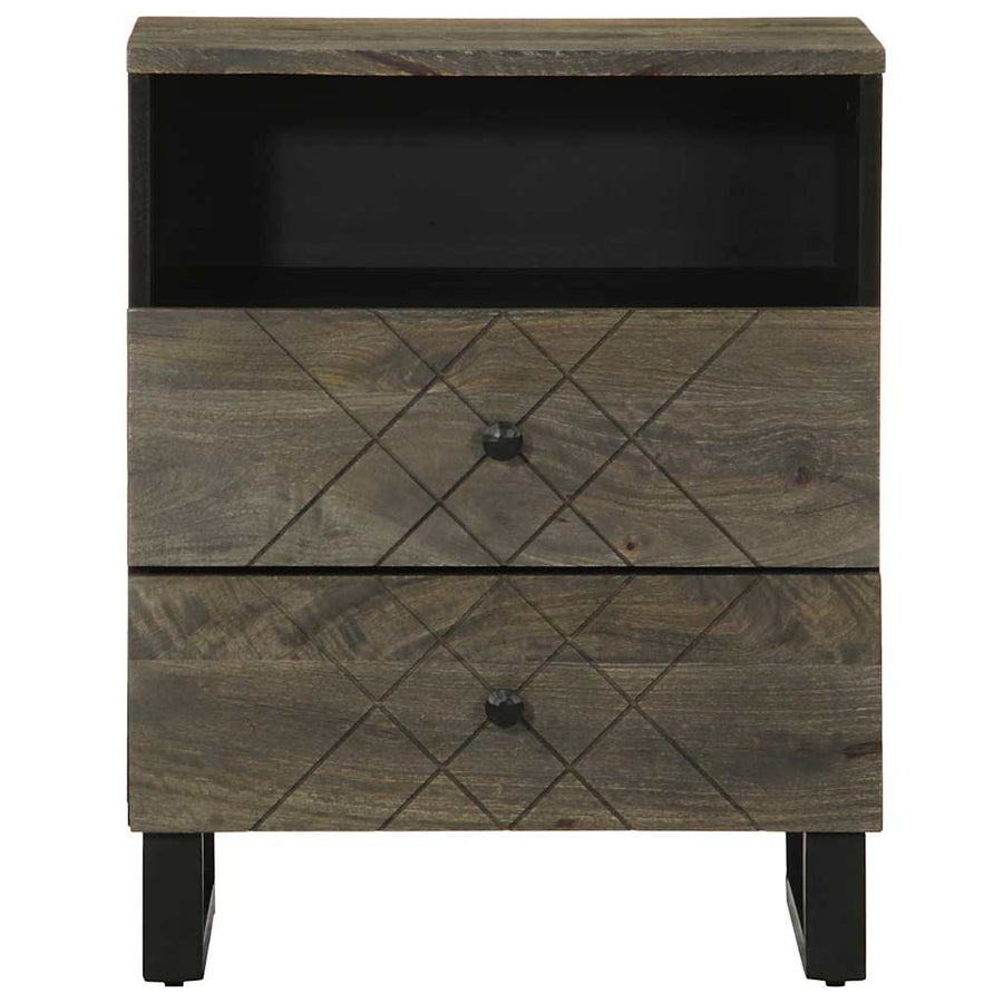 Nachtkastje 50x33x62 cm massief mangohout zwart