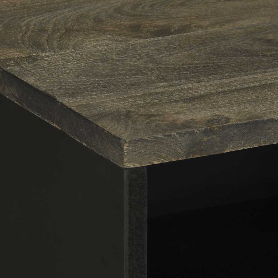 Nachtkastje 50x33x62 cm massief mangohout zwart