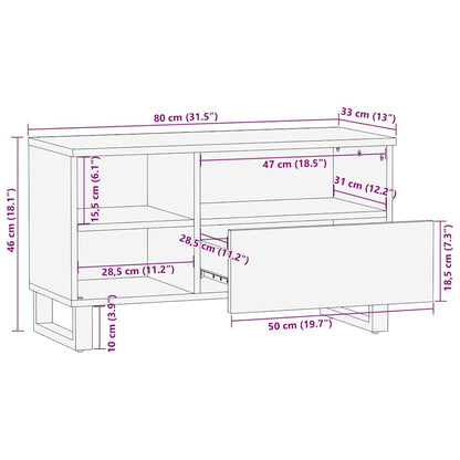 Tv-meubel 80x33x46 cm massief mangohout zwart