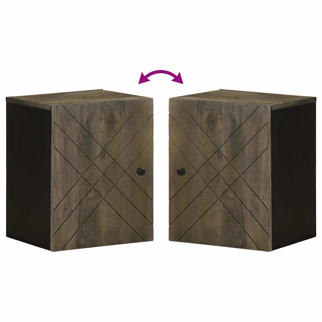 Badkamerkast wandgemonteerd 38x33x48 cm massief mangohout zwart
