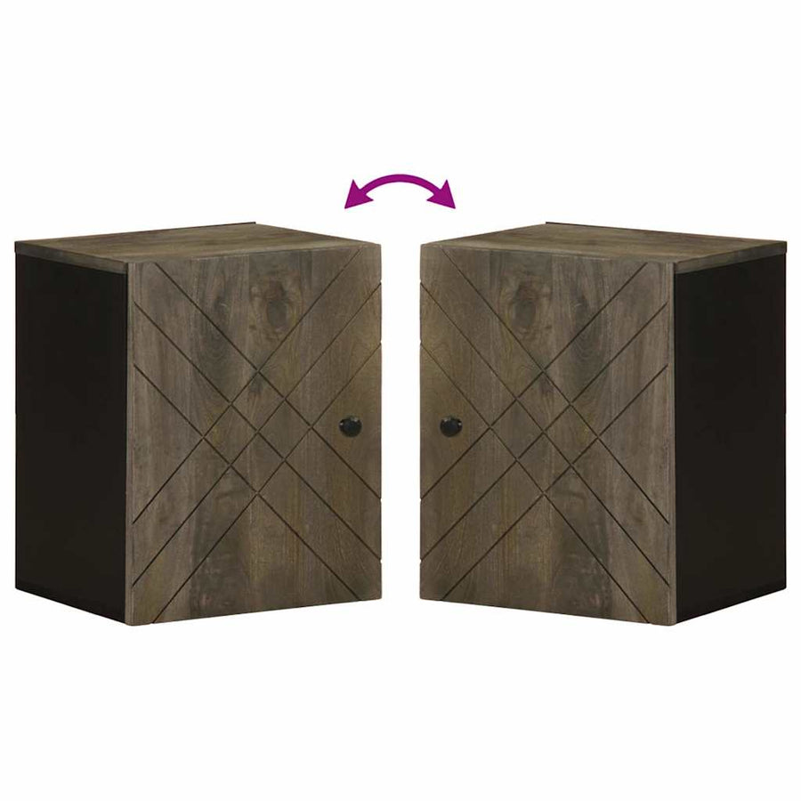 Badkamerkast wandgemonteerd 38x33x48 cm massief mangohout zwart