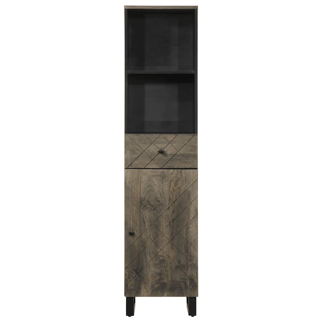 Badkamerkast 38x33x160 cm massief mangohout zwart