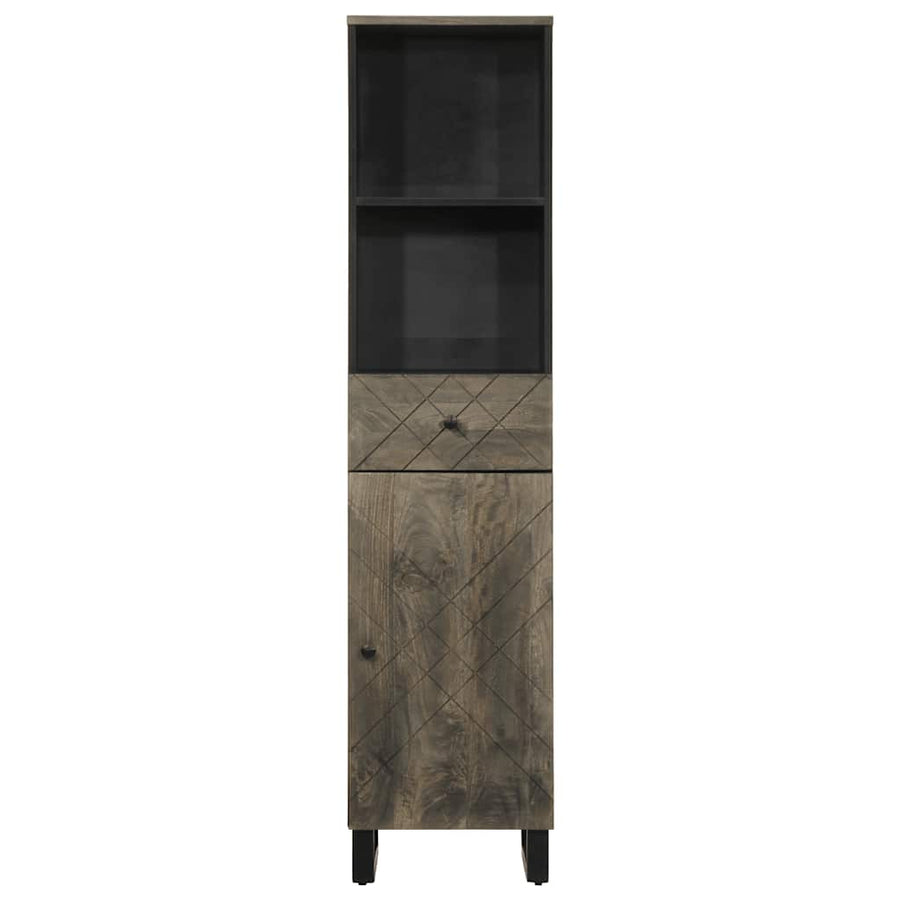 Badkamerkast 38x33x160 cm massief mangohout zwart