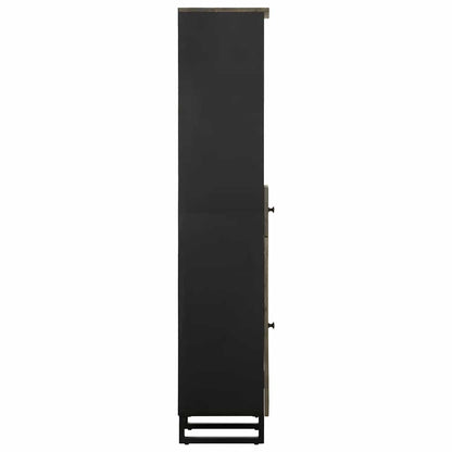 Badkamerkast 38x33x160 cm massief mangohout zwart