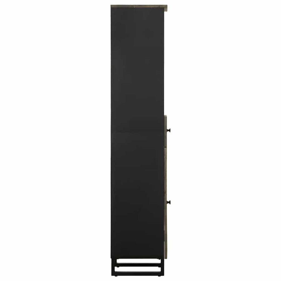 Badkamerkast 38x33x160 cm massief mangohout zwart