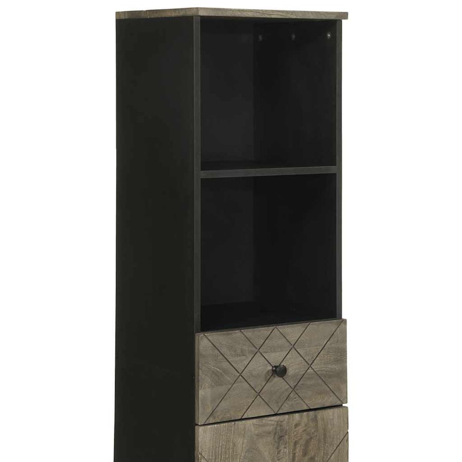 Badkamerkast 38x33x160 cm massief mangohout zwart