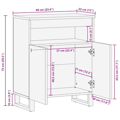 Dressoir 60x33x75 cm massief mangohout zwart