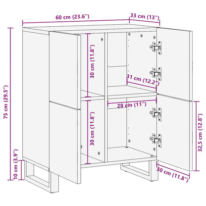 Dressoir 60x33x75 cm massief mangohout zwart