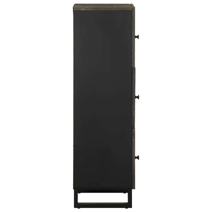 Hoge kast 40x33x110 cm massief mangohout zwart