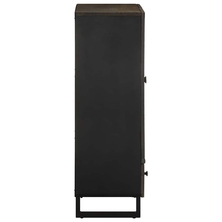 Hoge kast 60x33x100 cm massief mangohout zwart