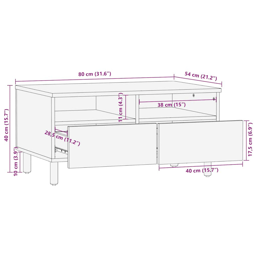 Salontafel 80x54x40 cm massief mangohout bruin