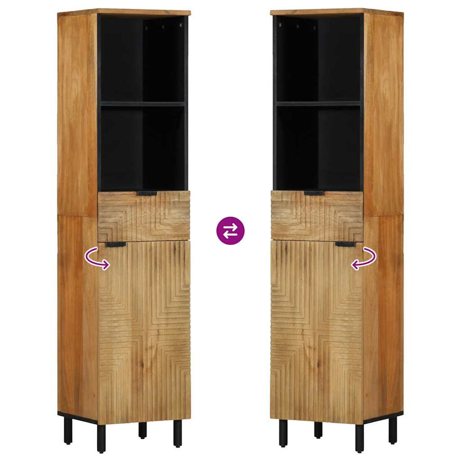 Badkamerkast 38x33x160 cm massief mango bruin