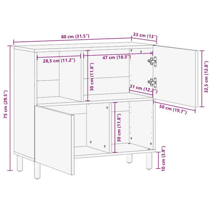 Dressoir 80x33x75 cm massief mangohout bruin