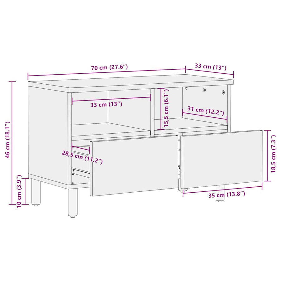 TV-kast 70x33x46 cm massief acaciahout