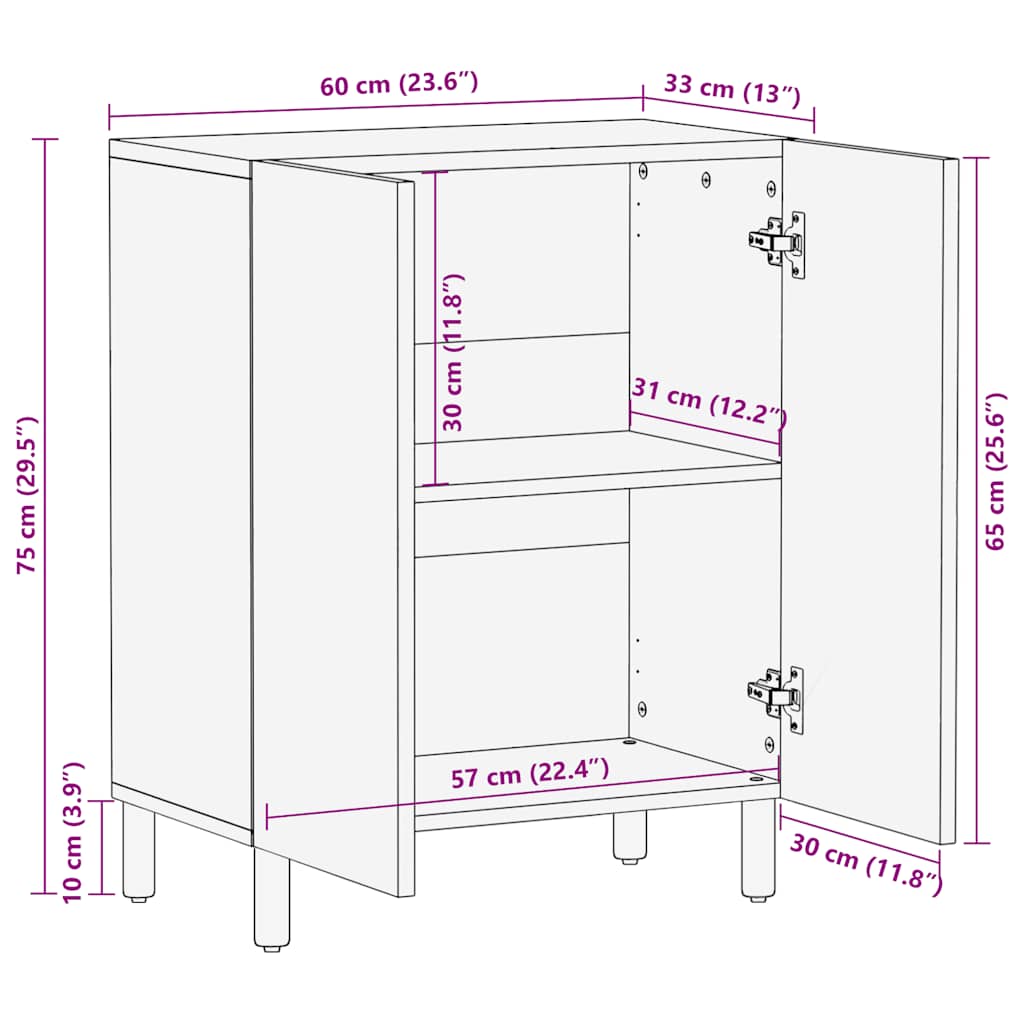 Dressoir 60x33x75 cm Massief hout Acacia
