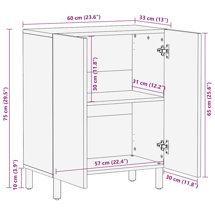 Dressoir 60x33x75 cm Massief hout Acacia
