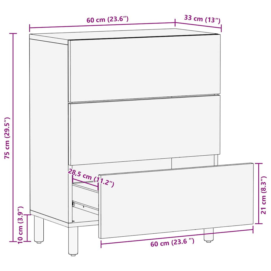 Dressoir 60x33x75 cm Massief hout Acacia