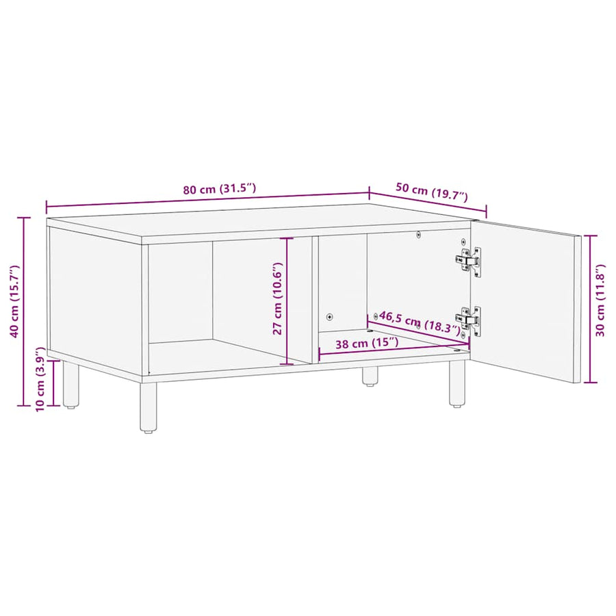 Salontafel 80x50x40 cm Massief Acaciahout