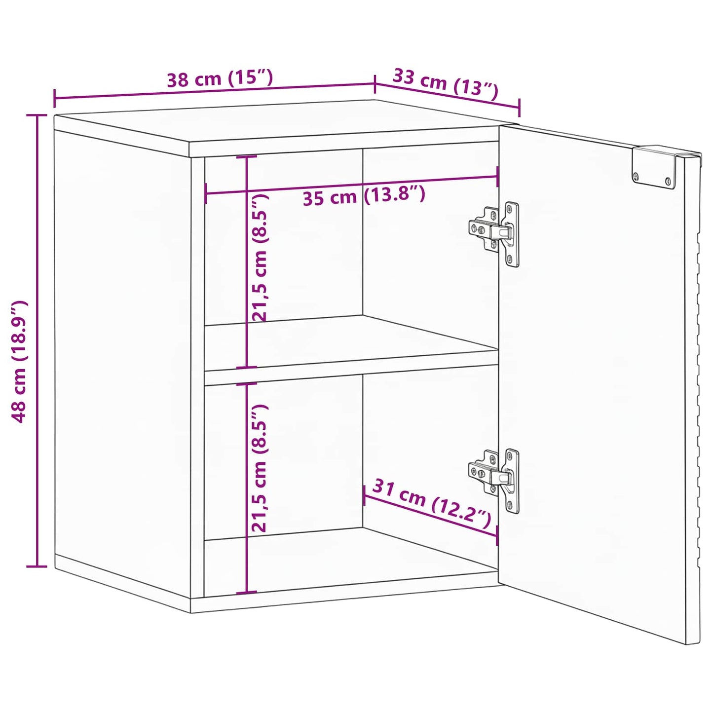Badkamer Hangkast Bruin 38 x 33 x 48 cm Massief Mango Hout