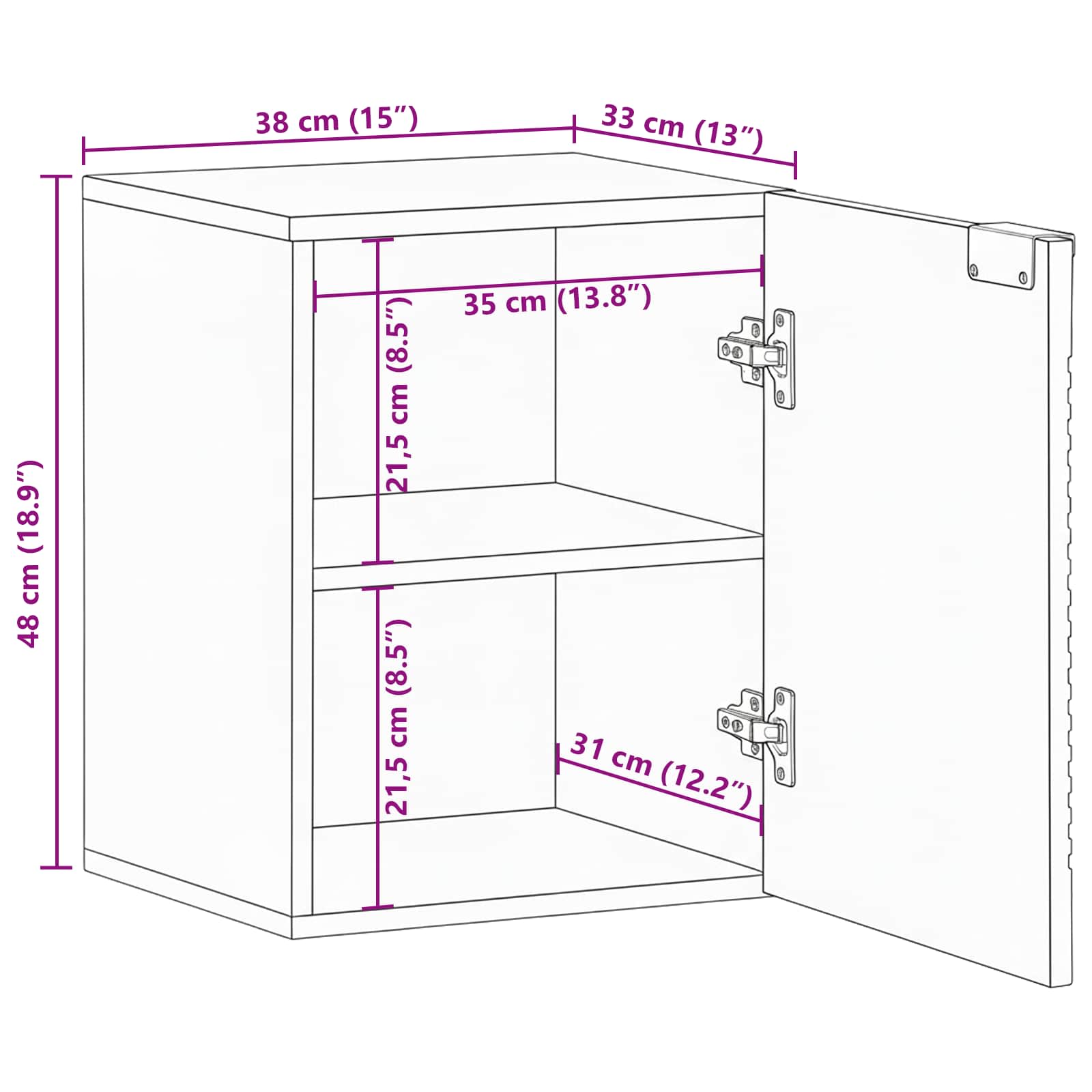 Badkamer Hangkast Bruin 38 x 33 x 48 cm Massief Mango Hout