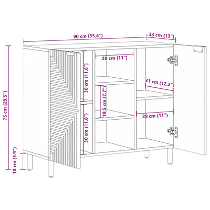 Dressoir met plank Bruin 90 x 33 x 75 cm Massief Mango Hout