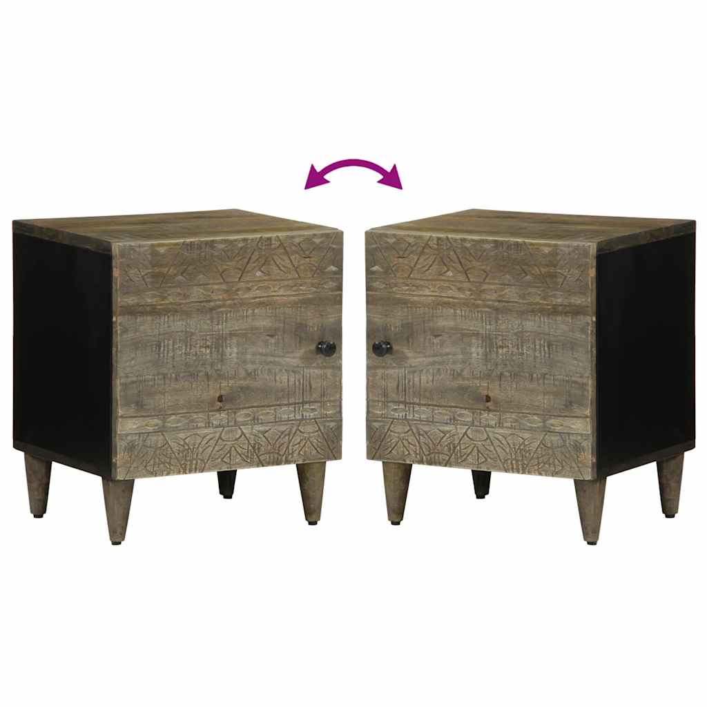 Nachtkastjes 2 st 40x33x46 cm massief mangohout lichtgrijs