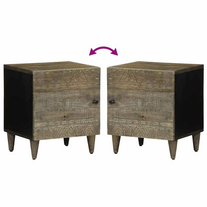 Nachtkastjes 2 st 40x33x46 cm massief mangohout lichtgrijs