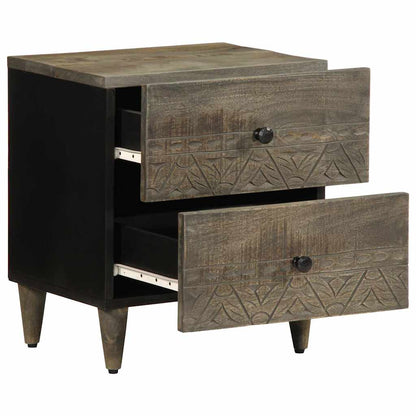 Nachtkastjes 2 st 40x33x46 cm massief mangohout lichtgrijs