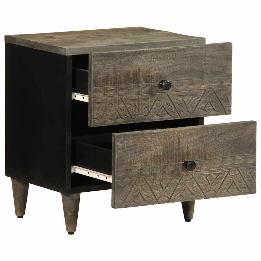Nachtkastjes 2 st 40x33x46 cm massief mangohout lichtgrijs