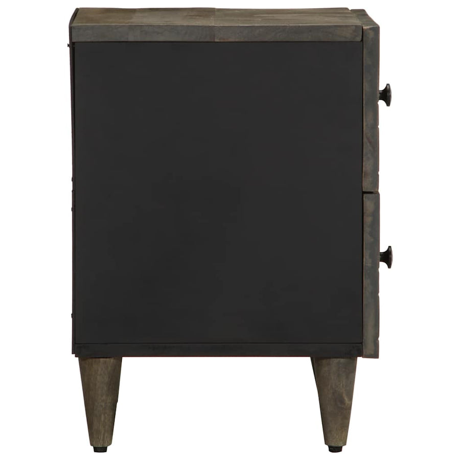 Nachtkastjes 2 st 40x33x46 cm massief mangohout lichtgrijs