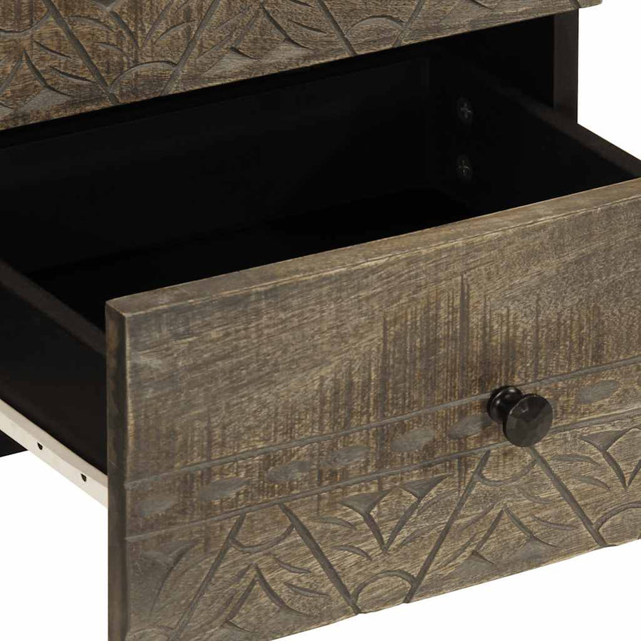 Nachtkastjes 2 st 40x33x46 cm massief mangohout lichtgrijs