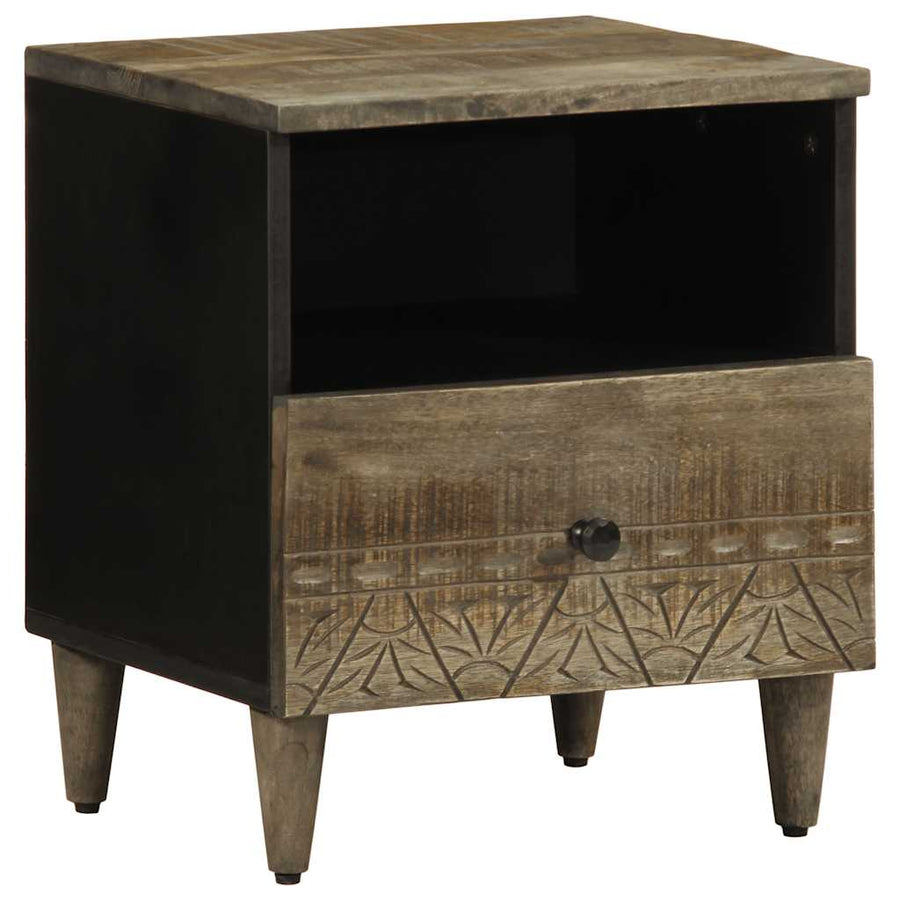 Nachtkastjes 2 st 40x33x46 cm massief mangohout lichtgrijs