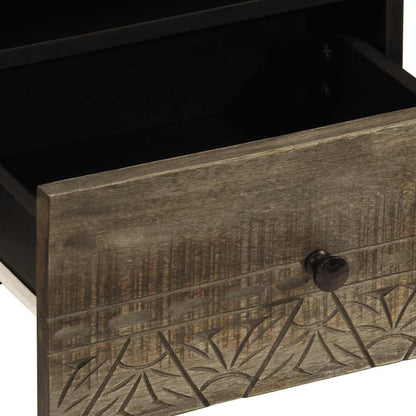 Nachtkastjes 2 st 40x33x46 cm massief mangohout lichtgrijs