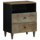 Bedside cabinet 50x33x60 cm solid mango wood light grey