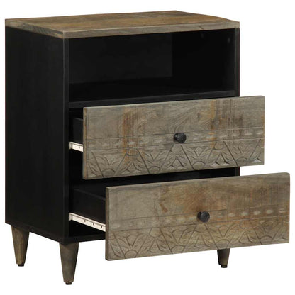 Nachtkastje 50x33x60 cm massief mangohout lichtgrijs