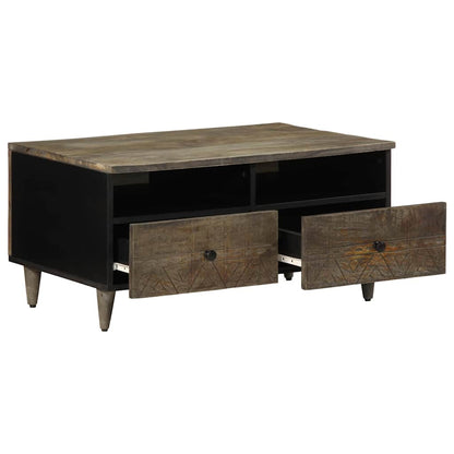 Salontafel 80x54x40 cm massief mangohout lichtgrijs