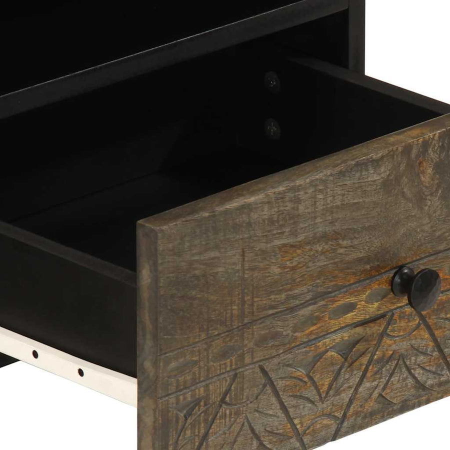 Salontafel 80x54x40 cm massief mangohout lichtgrijs