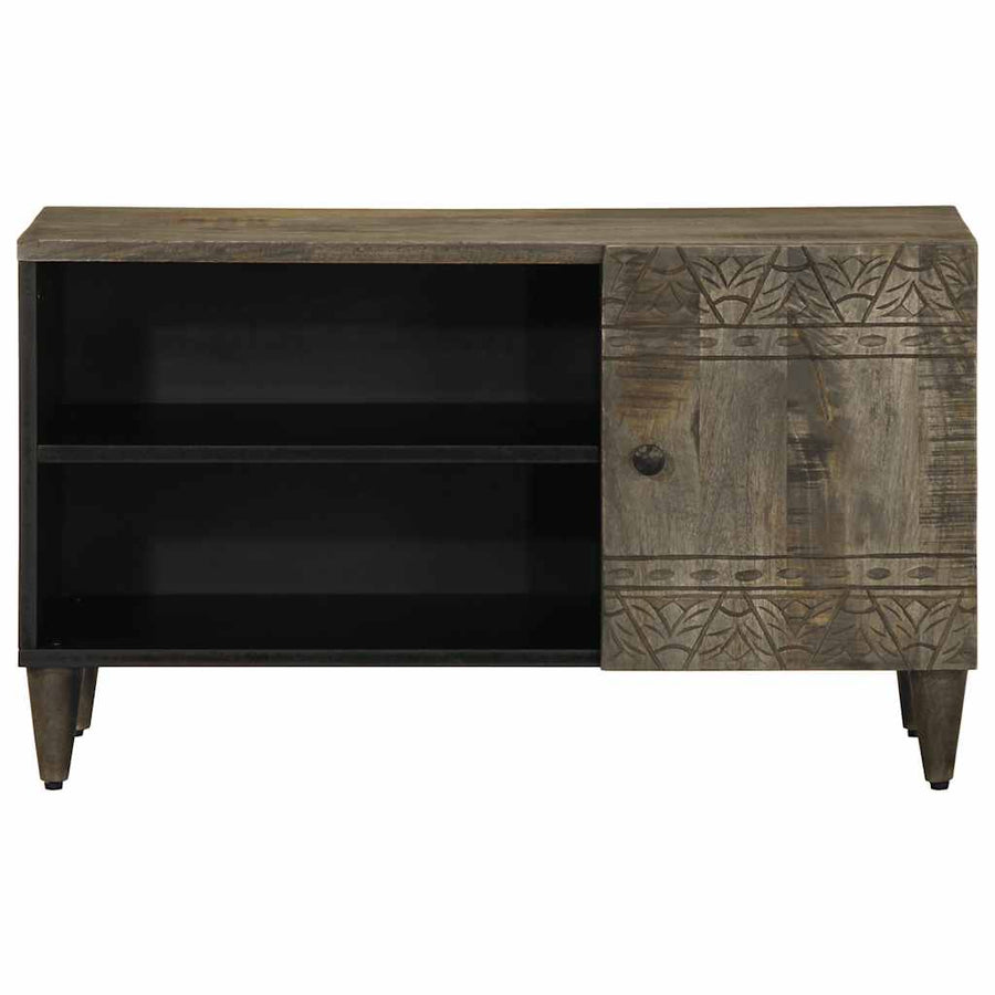 Tv-meubel 80x31,5x46 cm massief mangohout lichtgrijs