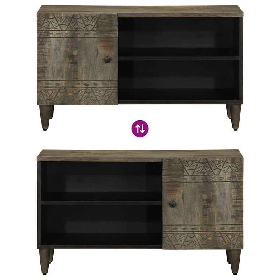 Tv-meubel 80x31,5x46 cm massief mangohout lichtgrijs