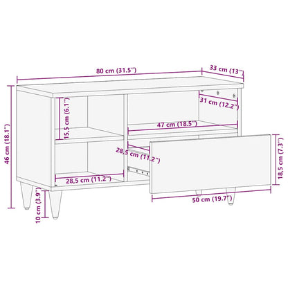 Tv-meubel 80x33x46 cm massief mangohout zwart