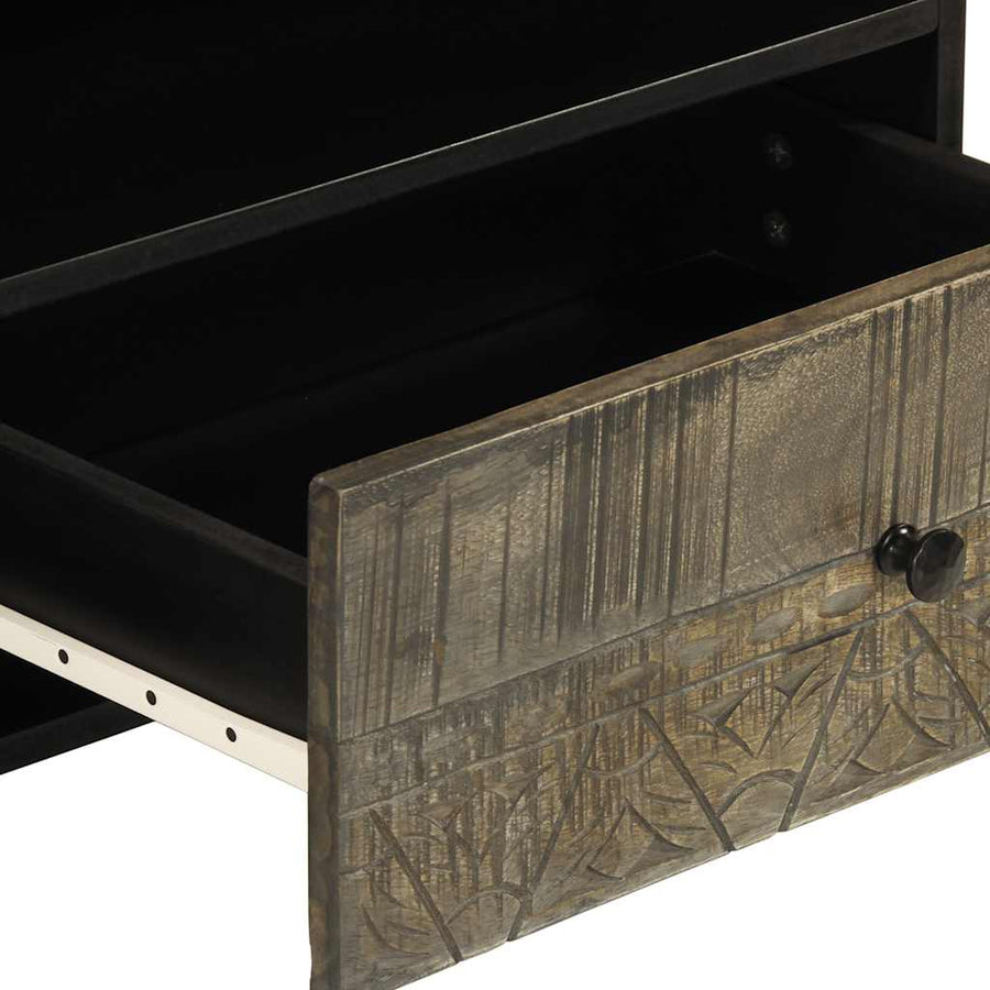 Tv-meubel 80x33x46 cm massief mangohout zwart