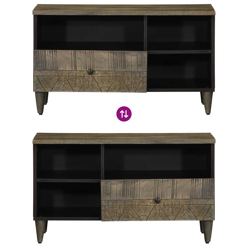 Tv-meubel 80x33x46 cm massief mangohout zwart